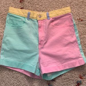 American Apparel Colorblock High Waisted Shorts